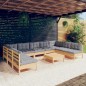 vidaXL 10-tlg. Garten-Lounge-Set mit Grauen Kissen Kiefer Massivholz vidaXL 10-tlg. Garten-Lounge-Set mit Grauen Kissen Kiefer Massivholz