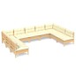 vidaXL 9-tlg. Garten-Lounge-Set mit Creme Kissen Massivholz Kiefer vidaXL 9-tlg. Garten-Lounge-Set mit Creme Kissen Massivholz Kiefer
