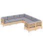 vidaXL 8-tlg. Garten-Lounge-Set mit Grauen Kissen Massivholz Kiefer vidaXL 8-tlg. Garten-Lounge-Set mit Grauen Kissen Massivholz Kiefer