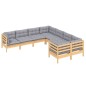 vidaXL 8-tlg. Garten-Lounge-Set mit Grauen Kissen Massivholz Kiefer vidaXL 8-tlg. Garten-Lounge-Set mit Grauen Kissen Massivholz Kiefer