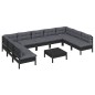 vidaXL 10-tlg. Garten-Lounge-Set mit Kissen Schwarz Massivholz Kiefer vidaXL 10-tlg. Garten-Lounge-Set mit Kissen Schwarz Massivholz Kiefer