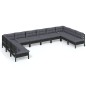 vidaXL 10-tlg. Garten-Lounge-Set mit Kissen Schwarz Kiefer Massivholz vidaXL 10-tlg. Garten-Lounge-Set mit Kissen Schwarz Kiefer Massivholz