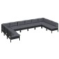 vidaXL 10-tlg. Garten-Lounge-Set mit Kissen Schwarz Kiefer Massivholz vidaXL 10-tlg. Garten-Lounge-Set mit Kissen Schwarz Kiefer Massivholz