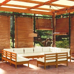 vidaXL 11-tlg. Garten-Lounge-Set mit Kissen Honigbraun Kiefernholz