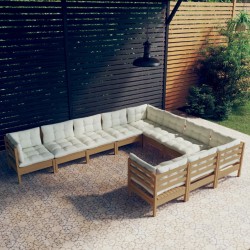 vidaXL 10-tlg. Garten-Lounge-Set mit Kissen Honigbraun Kiefernholz