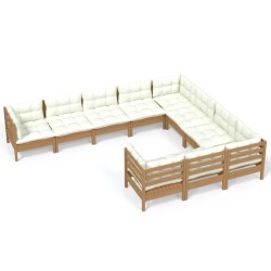 vidaXL 10-tlg. Garten-Lounge-Set mit Kissen Honigbraun Kiefernholz