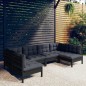 vidaXL 6-tlg. Garten-Lounge-Set mit Kissen Schwarz Kiefer Massivholz vidaXL 6-tlg. Garten-Lounge-Set mit Kissen Schwarz Kiefer Massivholz