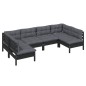 vidaXL 6-tlg. Garten-Lounge-Set mit Kissen Schwarz Kiefer Massivholz vidaXL 6-tlg. Garten-Lounge-Set mit Kissen Schwarz Kiefer Massivholz