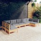 vidaXL 7-tlg. Garten-Lounge-Set mit Grauen Kissen Kiefer Massivholz vidaXL 7-tlg. Garten-Lounge-Set mit Grauen Kissen Kiefer Massivholz