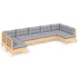 vidaXL 7-tlg. Garten-Lounge-Set mit Grauen Kissen Kiefer Massivholz vidaXL 7-tlg. Garten-Lounge-Set mit Grauen Kissen Kiefer Massivholz