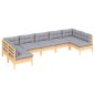 vidaXL 7-tlg. Garten-Lounge-Set mit Grauen Kissen Kiefer Massivholz vidaXL 7-tlg. Garten-Lounge-Set mit Grauen Kissen Kiefer Massivholz