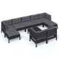 vidaXL 10-tlg. Garten-Lounge-Set mit Kissen Schwarz Kiefer Massivholz vidaXL 10-tlg. Garten-Lounge-Set mit Kissen Schwarz Kiefer Massivholz