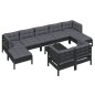 vidaXL 10-tlg. Garten-Lounge-Set mit Kissen Schwarz Kiefer Massivholz vidaXL 10-tlg. Garten-Lounge-Set mit Kissen Schwarz Kiefer Massivholz