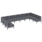vidaXL 10-tlg. Garten-Lounge-Set mit Kissen Grau Kiefer Massivholz vidaXL 10-tlg. Garten-Lounge-Set mit Kissen Grau Kiefer Massivholz