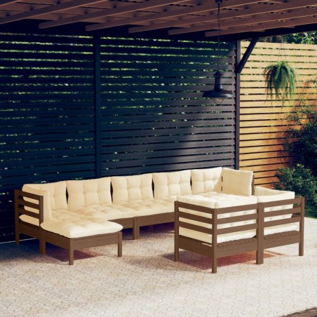 vidaXL 9-tlg. Garten-Lounge-Set mit Kissen Honigbraun Kiefernholz