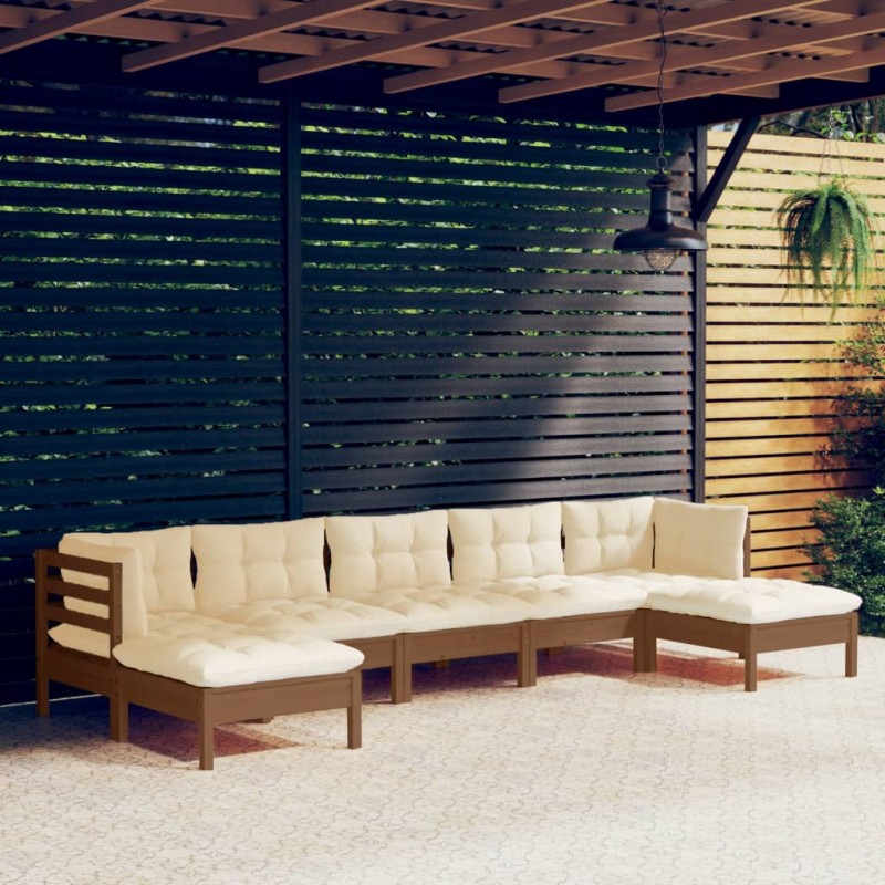 vidaXL 7-tlg. Garten-Lounge-Set mit Kissen Honigbraun Kiefernholz vidaXL 7-tlg. Garten-Lounge-Set mit Kissen Honigbraun Kiefernholz