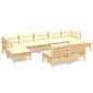 vidaXL 9-tlg. Garten-Lounge-Set mit Creme Kissen Kiefernholz vidaXL 9-tlg. Garten-Lounge-Set mit Creme Kissen Kiefernholz