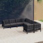 vidaXL 8-tlg. Garten-Lounge-Set mit Kissen Schwarz Massivholz Kiefer vidaXL 8-tlg. Garten-Lounge-Set mit Kissen Schwarz Massivholz Kiefer