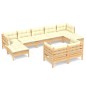 vidaXL 9-tlg. Garten-Lounge-Set mit Creme Kissen Massivholz Kiefer vidaXL 9-tlg. Garten-Lounge-Set mit Creme Kissen Massivholz Kiefer