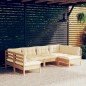 vidaXL 6-tlg. Garten-Lounge-Set mit Creme Kissen Massivholz Kiefer vidaXL 6-tlg. Garten-Lounge-Set mit Creme Kissen Massivholz Kiefer
