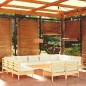 vidaXL 11-tlg. Garten-Lounge-Set mit Creme Kissen Massivholz Kiefer vidaXL 11-tlg. Garten-Lounge-Set mit Creme Kissen Massivholz Kiefer