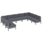 vidaXL 9-tlg. Garten-Lounge-Set mit Kissen Grau Kiefer Massivholz vidaXL 9-tlg. Garten-Lounge-Set mit Kissen Grau Kiefer Massivholz