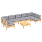 vidaXL 8-tlg. Garten-Lounge-Set mit Grauen Kissen Kiefer Massivholz vidaXL 8-tlg. Garten-Lounge-Set mit Grauen Kissen Kiefer Massivholz