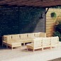 vidaXL 10-tlg. Garten-Lounge-Set mit Creme Kissen Kiefernholz vidaXL 10-tlg. Garten-Lounge-Set mit Creme Kissen Kiefernholz
