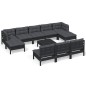 vidaXL 11-tlg. Garten-Lounge-Set mit Kissen Schwarz Kiefernholz vidaXL 11-tlg. Garten-Lounge-Set mit Kissen Schwarz Kiefernholz