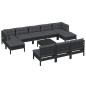 vidaXL 11-tlg. Garten-Lounge-Set mit Kissen Schwarz Kiefernholz vidaXL 11-tlg. Garten-Lounge-Set mit Kissen Schwarz Kiefernholz