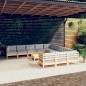 vidaXL 12-tlg. Garten-Lounge-Set mit Grauen Kissen Kiefernholz vidaXL 12-tlg. Garten-Lounge-Set mit Grauen Kissen Kiefernholz
