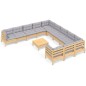 vidaXL 12-tlg. Garten-Lounge-Set mit Grauen Kissen Kiefernholz vidaXL 12-tlg. Garten-Lounge-Set mit Grauen Kissen Kiefernholz