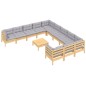 vidaXL 12-tlg. Garten-Lounge-Set mit Grauen Kissen Kiefernholz vidaXL 12-tlg. Garten-Lounge-Set mit Grauen Kissen Kiefernholz