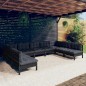 vidaXL 9-tlg. Garten-Lounge-Set mit Kissen Schwarz Massivholz Kiefer vidaXL 9-tlg. Garten-Lounge-Set mit Kissen Schwarz Massivholz Kiefer