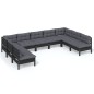 vidaXL 9-tlg. Garten-Lounge-Set mit Kissen Schwarz Massivholz Kiefer vidaXL 9-tlg. Garten-Lounge-Set mit Kissen Schwarz Massivholz Kiefer