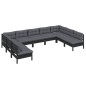 vidaXL 9-tlg. Garten-Lounge-Set mit Kissen Schwarz Massivholz Kiefer vidaXL 9-tlg. Garten-Lounge-Set mit Kissen Schwarz Massivholz Kiefer