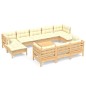 vidaXL 11-tlg. Garten-Lounge-Set mit Creme Kissen Massivholz Kiefer vidaXL 11-tlg. Garten-Lounge-Set mit Creme Kissen Massivholz Kiefer