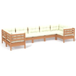 vidaXL 7-tlg. Garten-Lounge-Set mit Kissen Honigbraun Kiefernholz