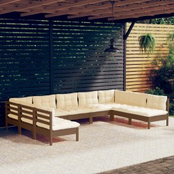 vidaXL 9-tlg. Garten-Lounge-Set mit Kissen Honigbraun Kiefernholz