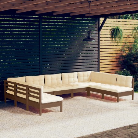 vidaXL 9-tlg. Garten-Lounge-Set mit Kissen Honigbraun Kiefernholz