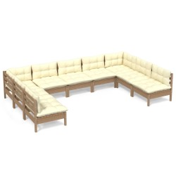 vidaXL 9-tlg. Garten-Lounge-Set mit Kissen Honigbraun Kiefernholz