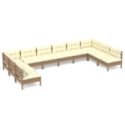 vidaXL 10-tlg. Garten-Lounge-Set mit Kissen Honigbraun Kiefernholz