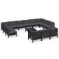 vidaXL 14-tlg. Garten-Lounge-Set mit Kissen Schwarz Kiefernholz vidaXL 14-tlg. Garten-Lounge-Set mit Kissen Schwarz Kiefernholz