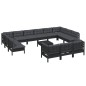 vidaXL 14-tlg. Garten-Lounge-Set mit Kissen Schwarz Kiefernholz vidaXL 14-tlg. Garten-Lounge-Set mit Kissen Schwarz Kiefernholz