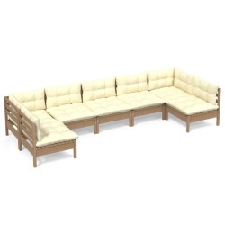 vidaXL 7-tlg. Garten-Lounge-Set mit Kissen Honigbraun Kiefernholz