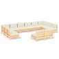 vidaXL 12-tlg. Garten-Lounge-Set mit Creme Kissen Massivholz Kiefer vidaXL 12-tlg. Garten-Lounge-Set mit Creme Kissen Massivholz Kiefer