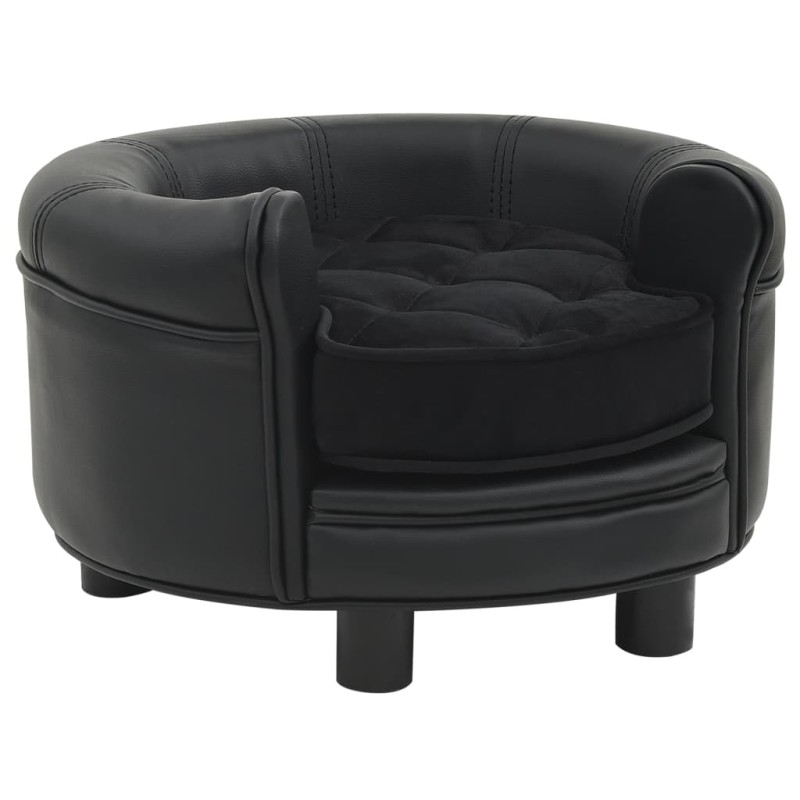 Hundesofa Schwarz 48x48x32 cm Plüsch und Kunstleder Hundesofa Schwarz 48x48x32 cm Plüsch und Kunstleder