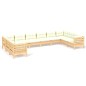vidaXL 10-tlg. Garten-Lounge-Set mit Creme Kissen Kiefernholz vidaXL 10-tlg. Garten-Lounge-Set mit Creme Kissen Kiefernholz