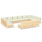 vidaXL 13-tlg. Garten-Lounge-Set mit Creme Kissen Massivholz Kiefer vidaXL 13-tlg. Garten-Lounge-Set mit Creme Kissen Massivholz Kiefer