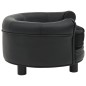 Hundesofa Schwarz 48x48x32 cm Plüsch und Kunstleder Hundesofa Schwarz 48x48x32 cm Plüsch und Kunstleder